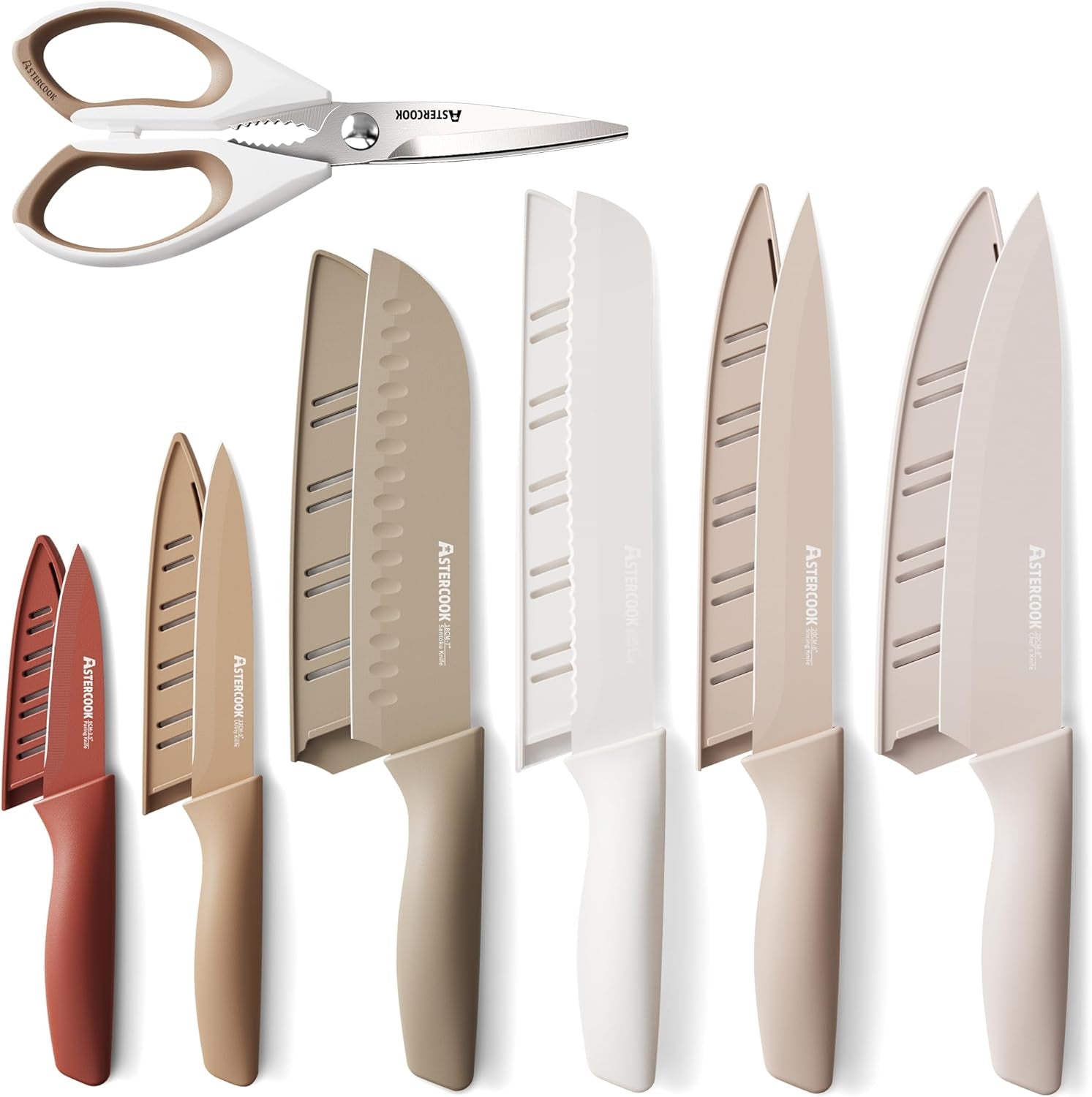 Premium 13-Piece Stainless Steel Knife Set - Rust-Resistant, Dishwasher Safe with Blade Guards - Ideal Gift for Home Chefs