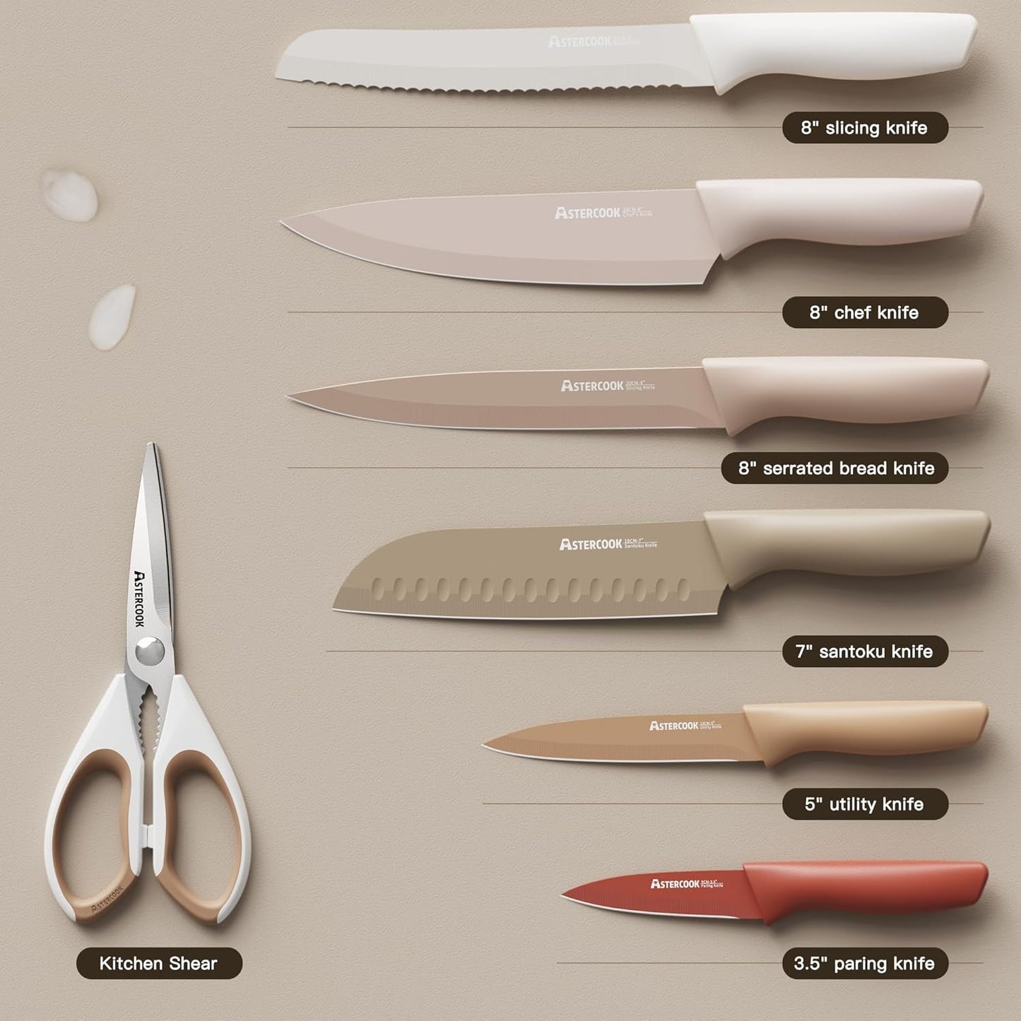 Premium 13-Piece Stainless Steel Knife Set - Rust-Resistant, Dishwasher Safe with Blade Guards - Ideal Gift for Home Chefs