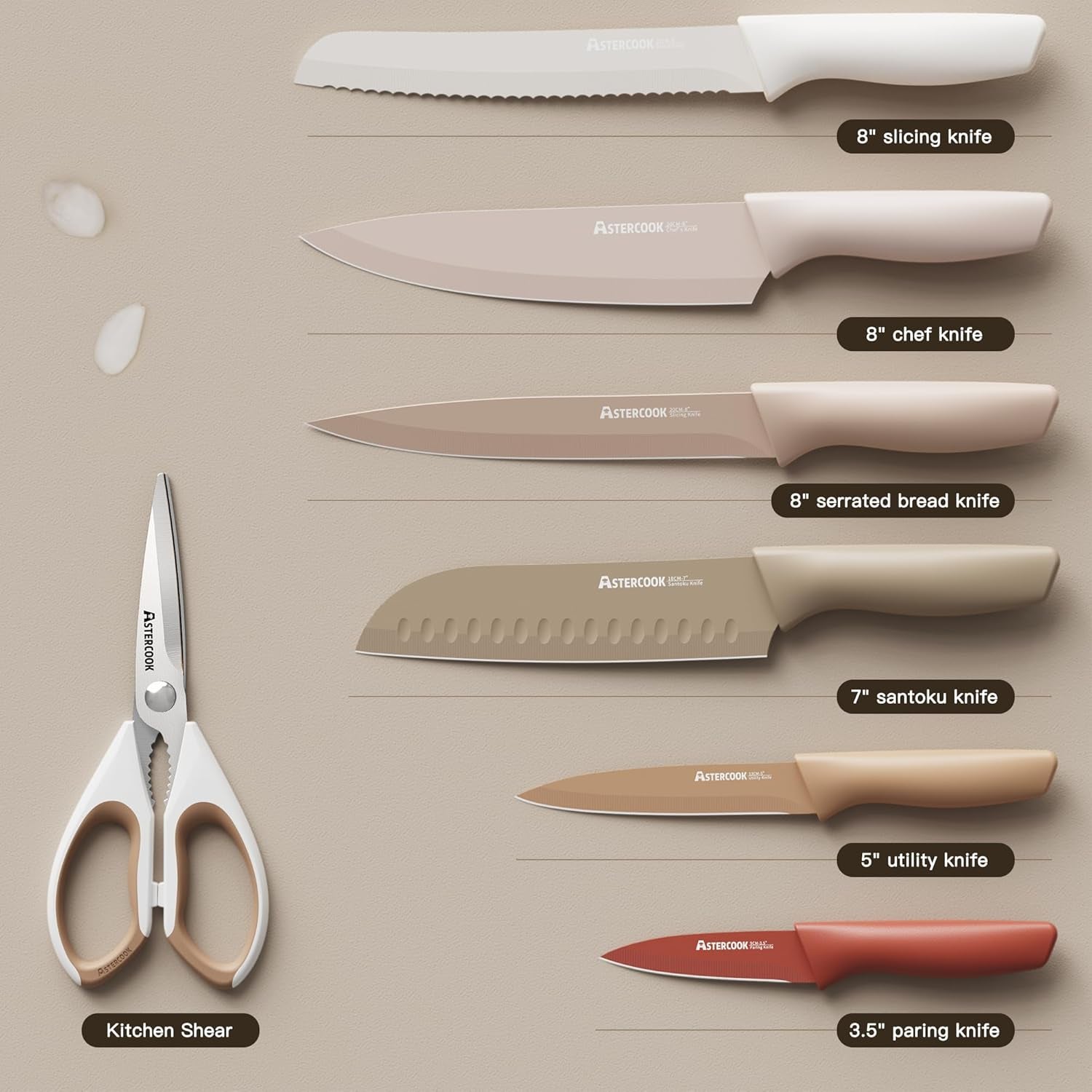 Premium 13-Piece Stainless Steel Knife Set - Rust-Resistant, Dishwasher Safe with Blade Guards - Ideal Gift for Home Chefs