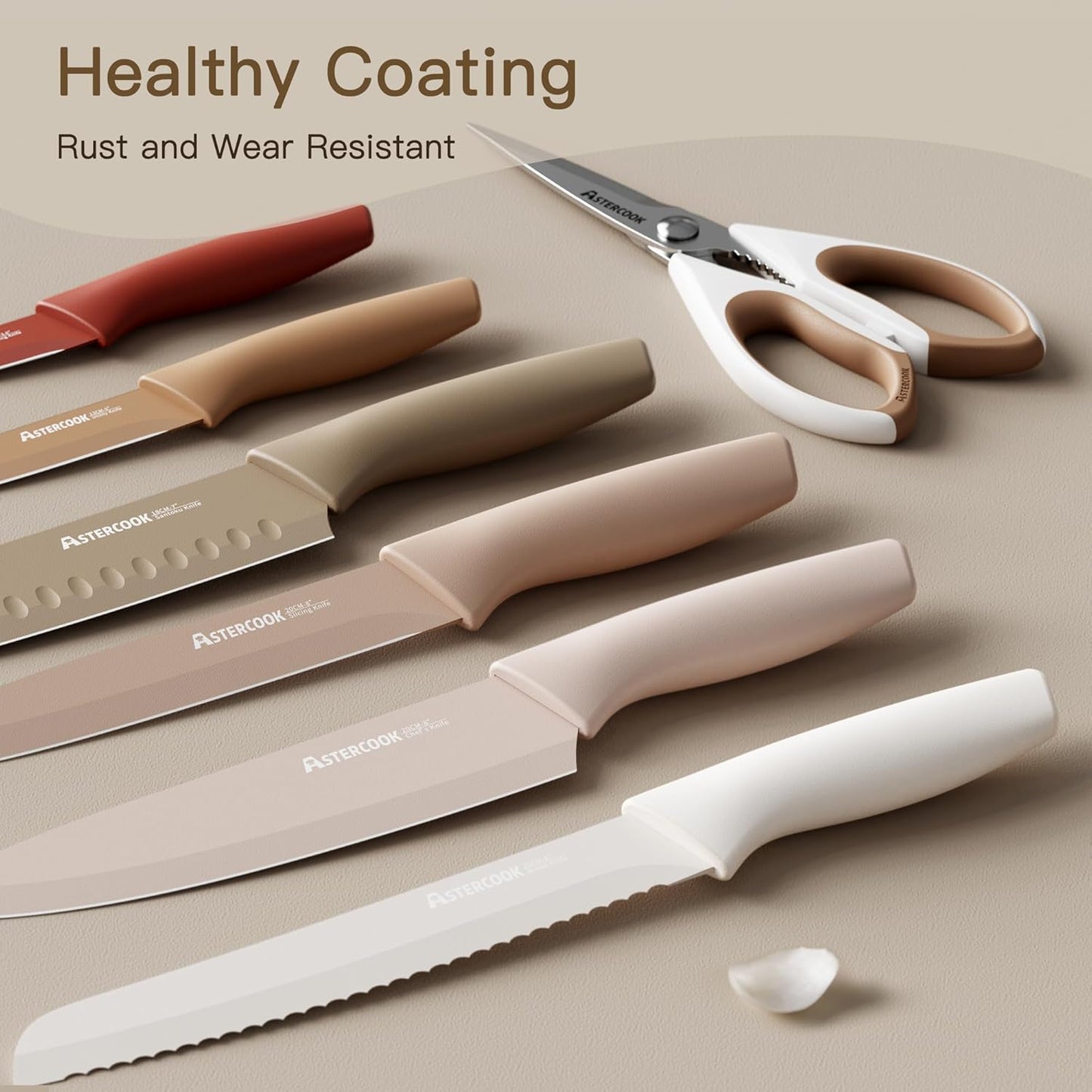 Premium 13-Piece Stainless Steel Knife Set - Rust-Resistant, Dishwasher Safe with Blade Guards - Ideal Gift for Home Chefs